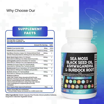 Sea Moss 3000mg Black Seed Oil