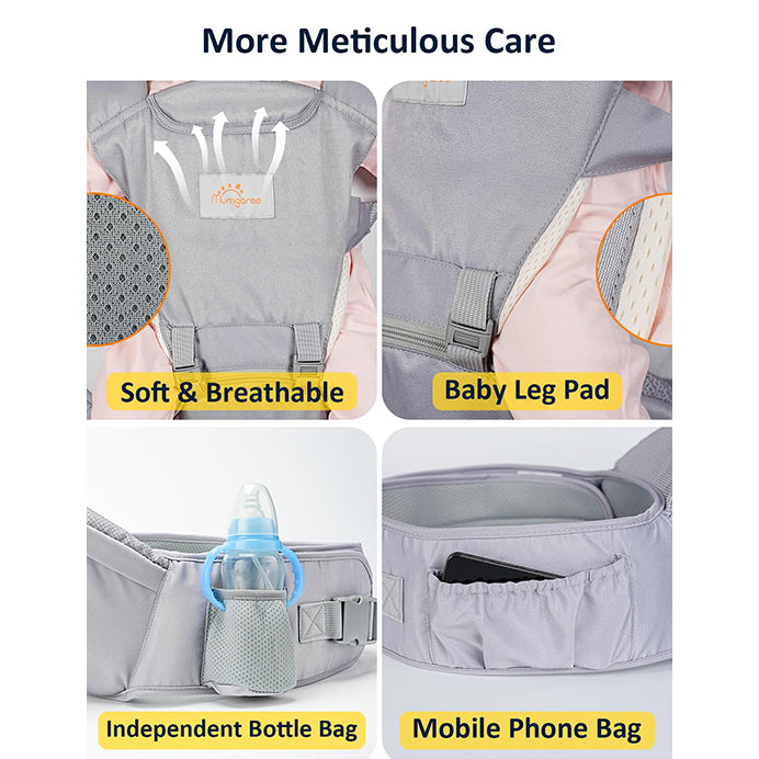 Mumgaroo Baby Carrier with Hood for Newborns to Toddlers (Grey Upgrade)