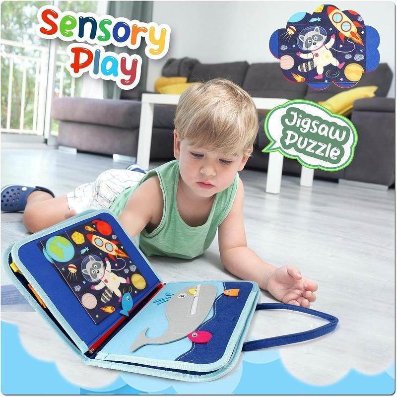 Busy Board Sensory book toy for kids: Airplane and Car Travel Educational Gift