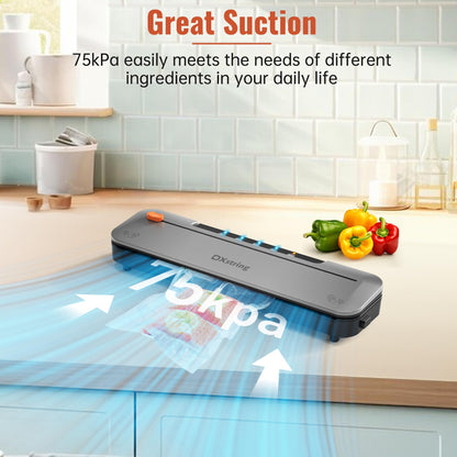 DXstring Vacuum Sealer, 75KPa Vacuum Sealer Machine, 5-in 1 Fully Automatic Food Sealer