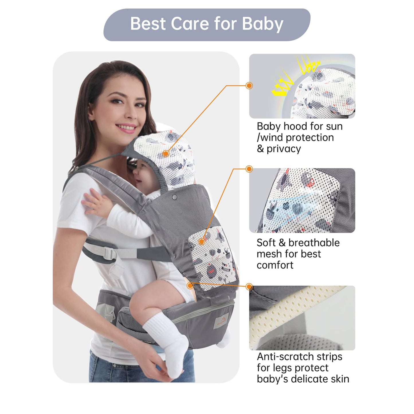 Mumgaroo Baby Carrier Newborn to Toddler, Toddler Carrier with Hood