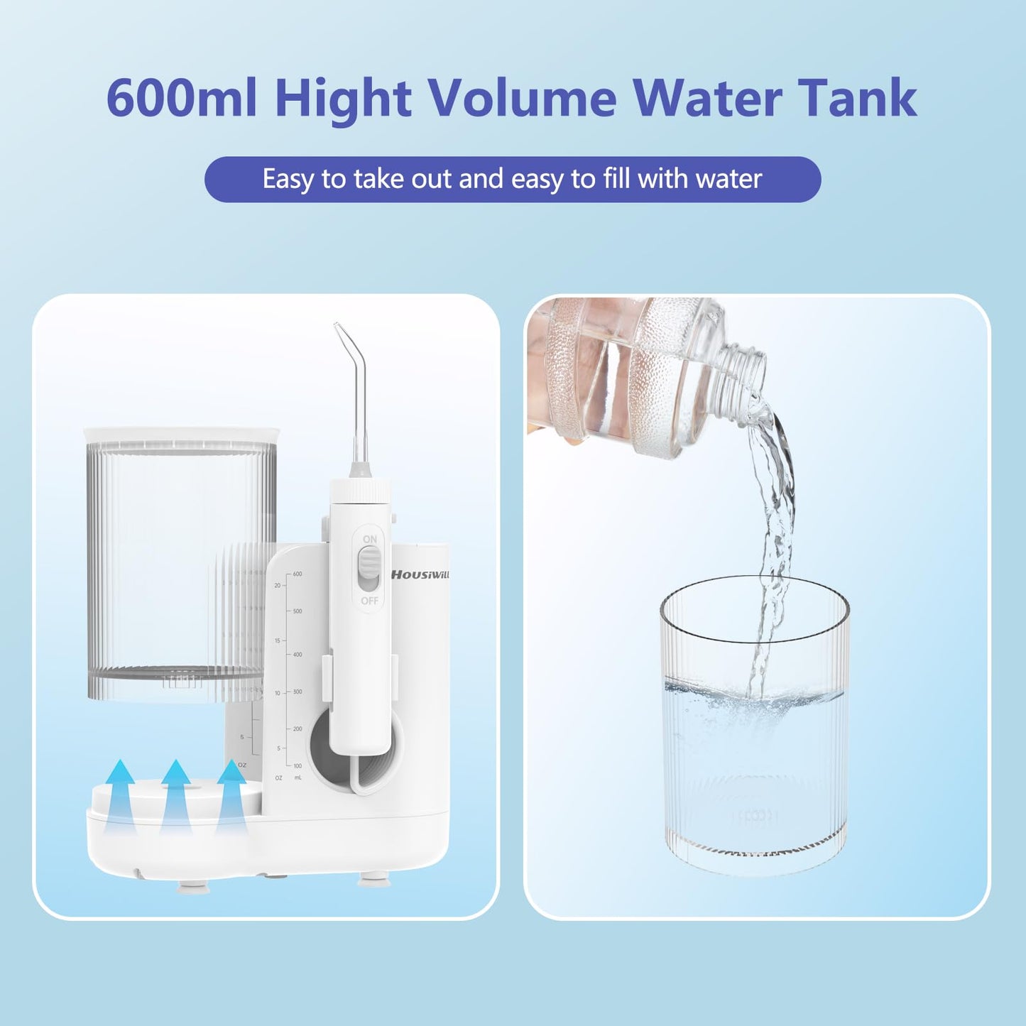 Housiwill Power Dental Water Flossers for Teeth 600ml, Water Pick for Family